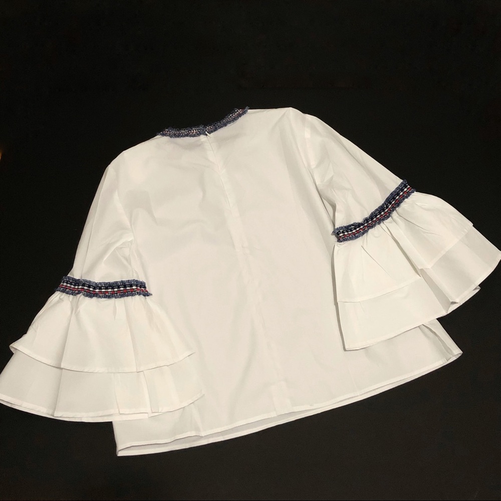 NWT Few Moda Fluted Ruffle Bell Sleeve Top - Picture 5 of 8